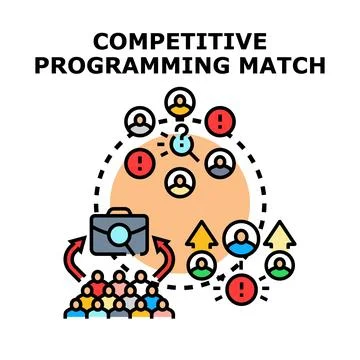 Competitive programming match concept with problem solving and teamwork Stockillustratie