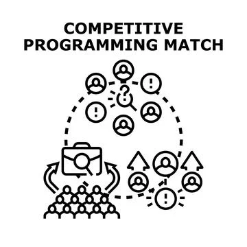 Competitive programming match concept with problem solving and teamwork Stock Illustration