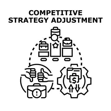 Competitive strategy adjustment process and business analysis evaluation 스톡 일러스트