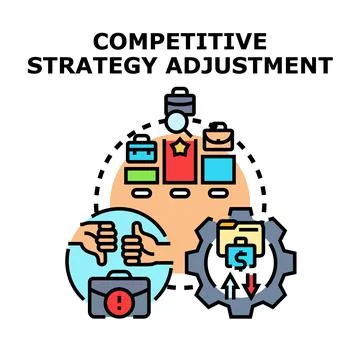 Competitive strategy adjustment process and business analysis evaluation Stockillustratie