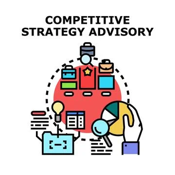 Competitive strategy advisory developing business analysis consulting Illustrazione stock