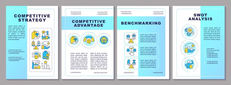 Competitive strategy blue brochure template Illustrazione stock