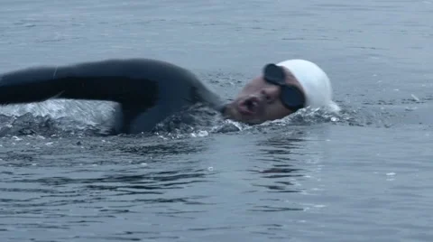 Competitive swimmer in slow motion Stock Footage 40274277