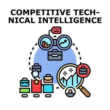 Competitive technical intelligence research analyzing market data Stock Illustration