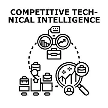 Competitive technical intelligence research analyzing market data Stock Illustration