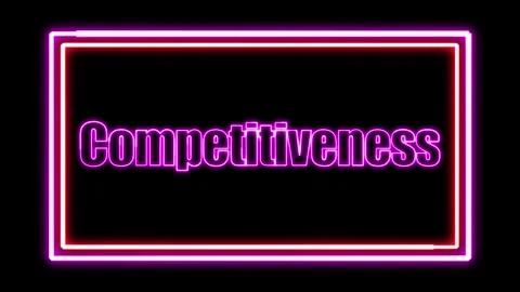 'Competitiveness' Text Animation with Neon Glow &amp; Glowing Squares. Stock Footage 282577076