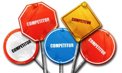 Competitor, 3D rendering, street signs Stock Illustration