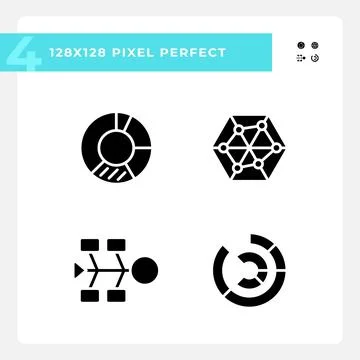 Competitor analysis black glyph icons set on white space Stock Illustration