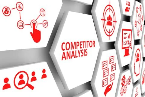 COMPETITOR ANALYSIS concept cell background 3d illustration Stock Illustration