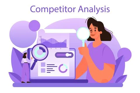 Competitor analysis concept. Market research and business strategy Stock Illustration