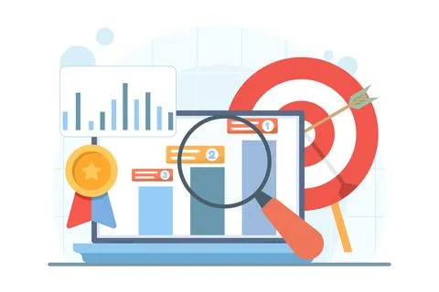 Competitor analysis concept with tools for tracking traffic Stock Illustration