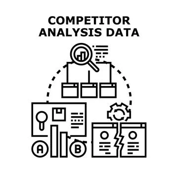 Competitor analysis data for business strategy research Stock Illustration
