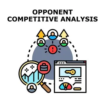 Competitor analysis evaluating business market strategy Illustrazione stock
