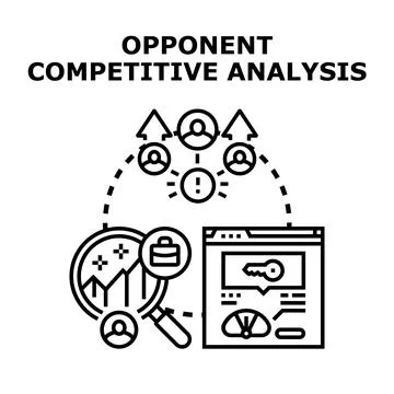 Competitor analysis evaluating business market strategy Illustrazione stock