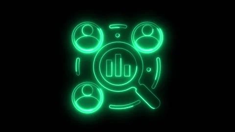 Competitor Analysis icon glowing neon line animation on black background, Busine Stock Footage 302866394