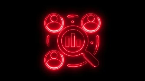 Competitor Analysis icon glowing neon line animation on black background, Busine Stock Footage 302866395