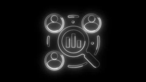 Competitor Analysis icon glowing neon line animation on black background, Busine Stock Footage 302866491