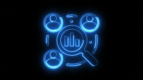 Competitor Analysis icon glowing neon line animation on black background, Busine Stock Footage 302866493