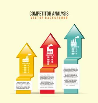 Competitor analysis illustration with arrows. vector background Illustrazione stock
