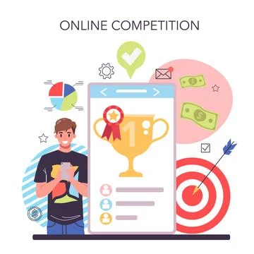 Competitor analysis online service or platform. Business competition Stock Illustration