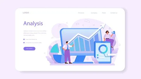 Competitor analysis web banner or landing page. Market Stock Illustration