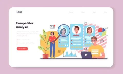 Competitor analysis web banner or landing page. Business competition Stock Illustration