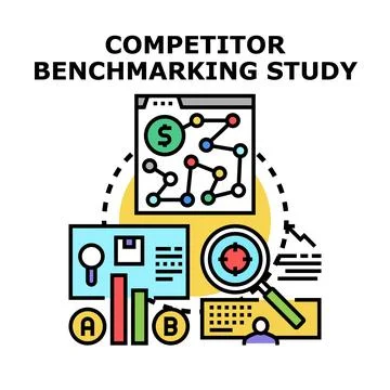 Competitor benchmarking study business strategy analysis Stock Illustration