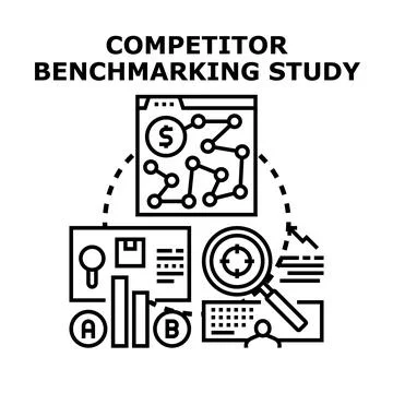 Competitor benchmarking study business strategy analysis Stock Illustration