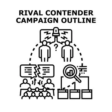 Competitor campaign strategy analysis engaging rival contenders Illustrazione stock