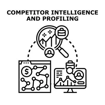 Competitor intelligence and profiling for business analysis Stock Illustration
