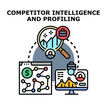 Competitor intelligence and profiling for business analysis Stock Illustration