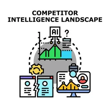 Competitor intelligence landscape concept analyzing market trends 스톡 일러스트