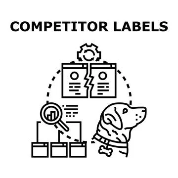 Competitor labels icon for market analysis strategy Stock Illustration