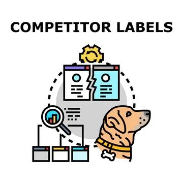 Competitor labels icon for market analysis strategy Stock Illustration