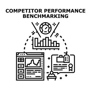 Competitor performance benchmarking and analytics strategy Stock Illustration