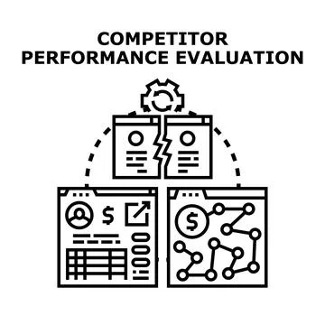 Competitor performance evaluation comparing business analytics data Stock Illustration