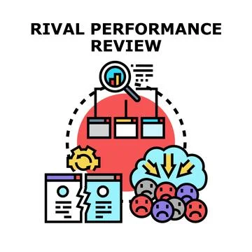 Competitor performance review analyzing business strategy and market challeng Stock Illustration