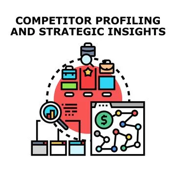 Competitor profiling developing strategic business insights Stock Illustration