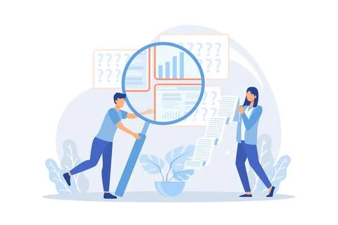 Competitor research, analysis, strategy development Flat vector Modern illu.. Stock Illustration