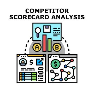 Competitor scorecard analysis for business strategy development Stock Illustration
