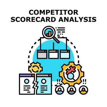 Competitor scorecard analysis process for business strategy Stock Illustration