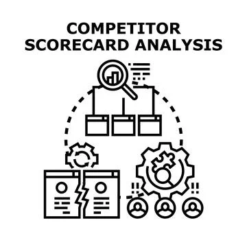 Competitor scorecard analysis process for business strategy Stock Illustration