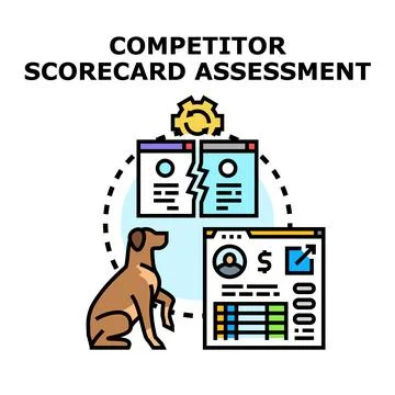 Competitor scorecard assessment process and strategy Stock Illustration