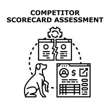 Competitor scorecard assessment process and strategy Stock Illustration
