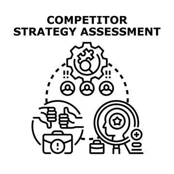 Competitor strategy assessment evaluating business market success 库存插图