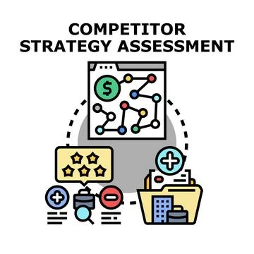 Competitor strategy assessment vector icon concept 库存插图
