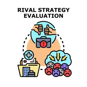 Competitor strategy evaluation process assessing business performance Illustrazione stock