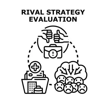Competitor strategy evaluation process assessing business performance Stock Illustration