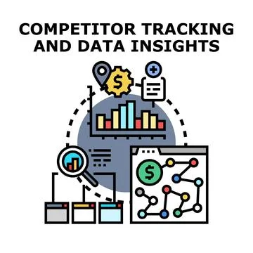 Competitor tracking and data insights analysis concept Stock Illustration