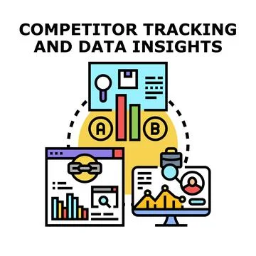 Competitor tracking and data insights strategy Stock Illustration